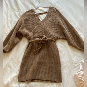 Light brown sweater dress